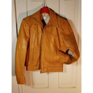 Vintage real leather jacket coat tan genuine authentic